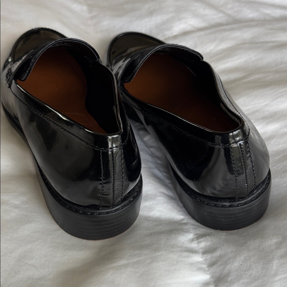 NWOT Black Patent Leather Penny Loafers - Picture 4 of 6